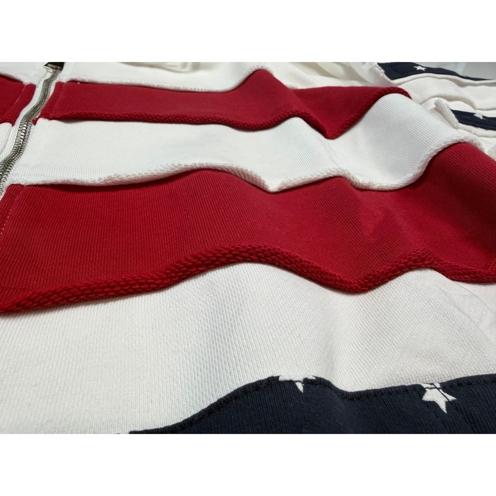 United States Red White Blue USA Flag Oversized Zip Up Hoodie Size S - Picture 10 of 12